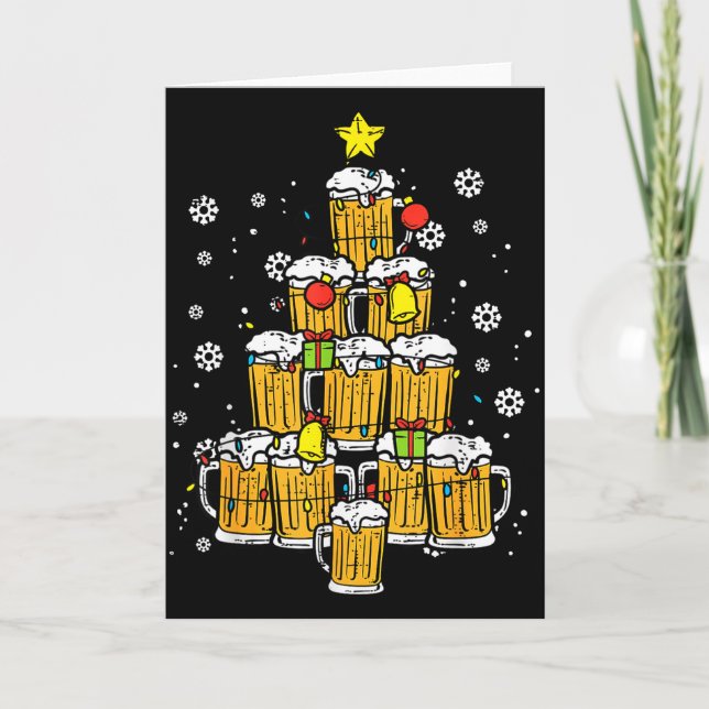 Cartão Beer Christmas Tree Xmas Brew Dad Men  (Frente)