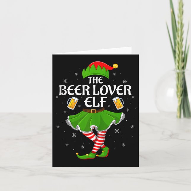 Cartão Beer Lover Elf Christmas Family Girls Women Elf Sq (Frente)