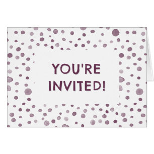 Cartão Beet Confetti Watercolor Dots Birthday Invite