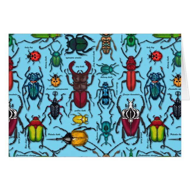 Cartão Beetles on blue (Frente Horizontal)