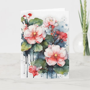Cartão Begônia - Flores de aquarela