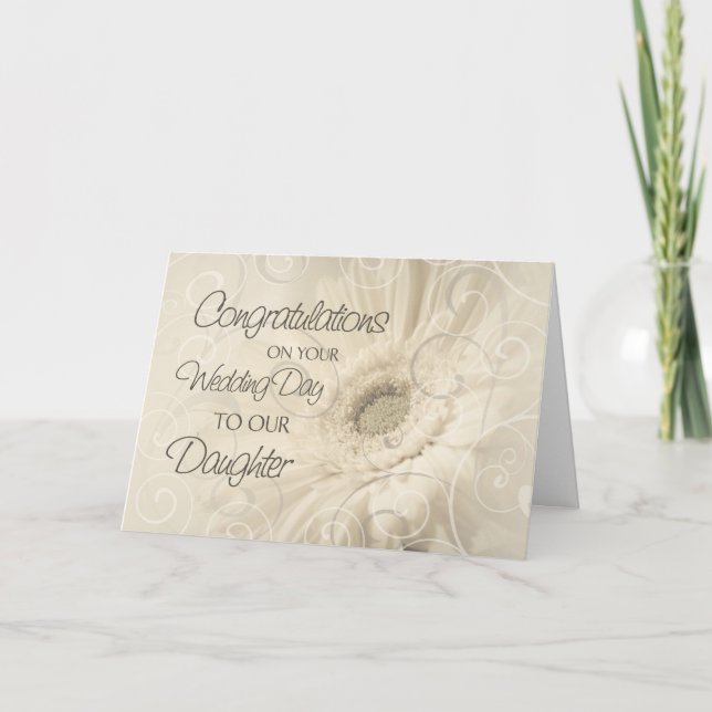 Cartão Beige Daughter Wedding Congratulations Card (Frente)