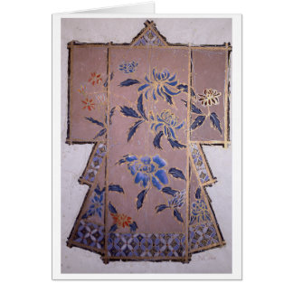 Cartão Beige Kimono com Flores Azuis