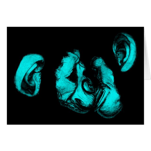 Cartão beija chimpanzés: turquesa neon (Frente horizontal)