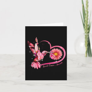 Cartão Beija-flor Girassol Fita Rosa Câncer de Mama Co