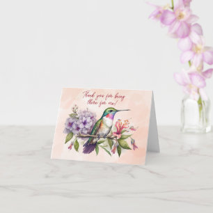Cartão Beija-flor no Galho Obrigado por Estar Lá