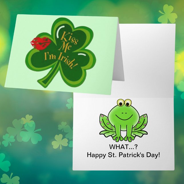 Cartão Beije-me, sou Rua Sapo de papá irlandês (Kiss Me I'm Irish St Paddy Frog Card)