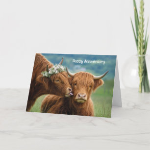 Cartão Beijo de Vaca das Terras Altas de Aniversário