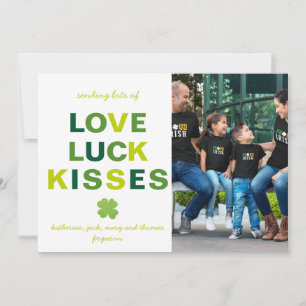 Cartão Beijos de Sorte Amor Shamrock de Foto Personalizad