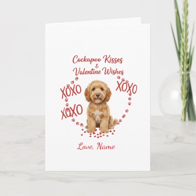 Cartão Beijos Personalizados de Cockapoo para o Dia dos N (Frente)