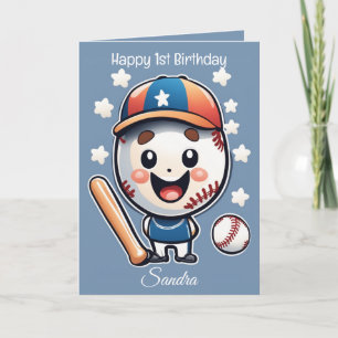 Cartão Beisebol Balls Felizes Crianças de Aniversário Per