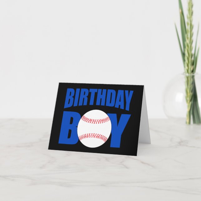 Cartão Beisebol Birthday Boy Blue Baseball (Frente)