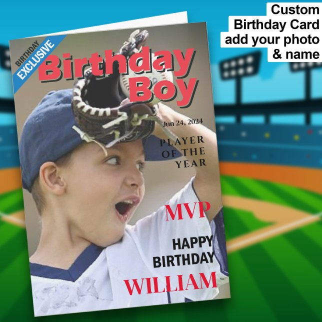 Cartão Beisebol Birthday Boy / MVP Feliz Aniversário (Baseball Birthday Boy / MVP Happy Birthday Card)