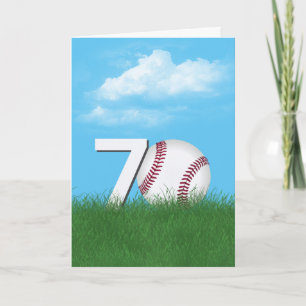 Cartão Beisebol De 70 Aniversário Na Grama Verde