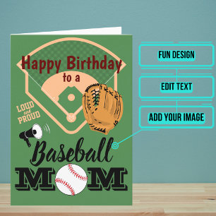 Cartão Beisebol ou Softball Mãe Aniversário
