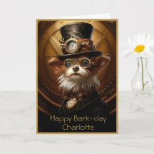 Bela Aniversário Yorkie Steampunk Nome Personaliza