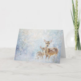 Cartão Bela Carne De Animais Da Floresta Em Neve