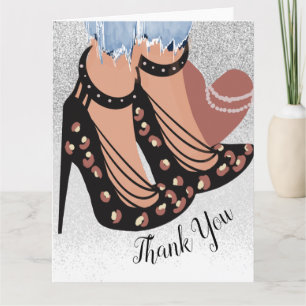 Cartão Bela Chic Fashionista Blogueiro Glitter Obrigado