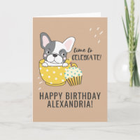 Bela Cupcake de Cartoon Cão Vela Feliz Aniversário