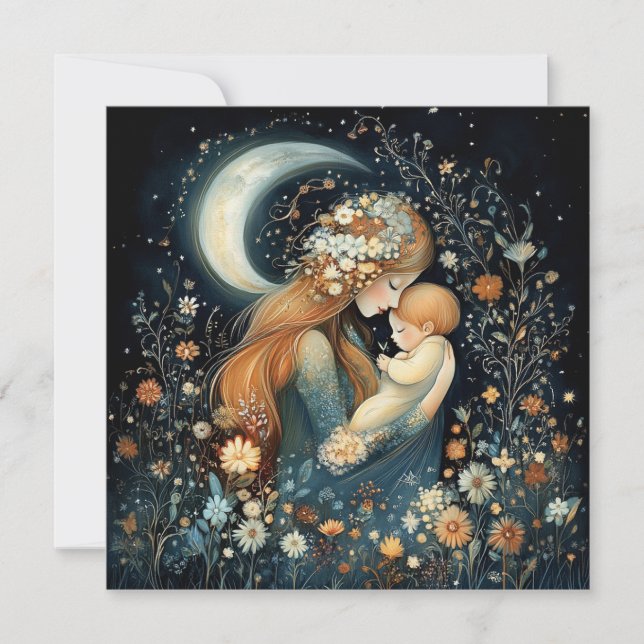 Cartão Bela Mãe e Bebê Floral Dia das Mães (Frente)