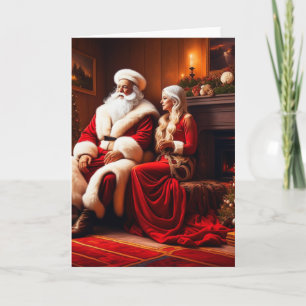 Cartão Bela Papai Noel e a Sra. Clause