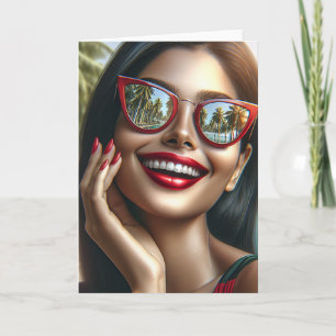 Cartão Bela Senhora Sorridente Em Branco