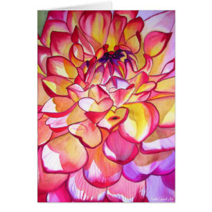 Cartão Belas artes cor-de-rosa do watercolour da flor da