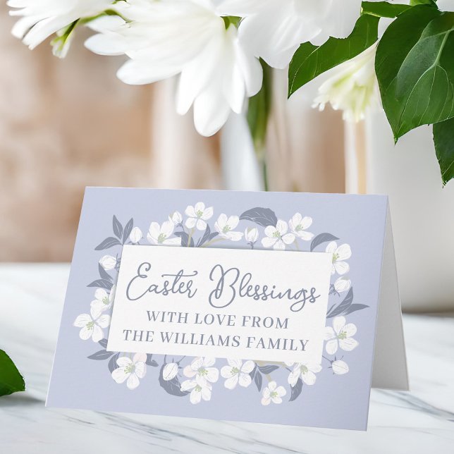 Cartão Belas Bênçãos à Páscoa Floral Roxo Personalizadas (Criador carregado)