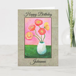 Cartão Belas Papoulas Nome Personalizado & Texto Floral A