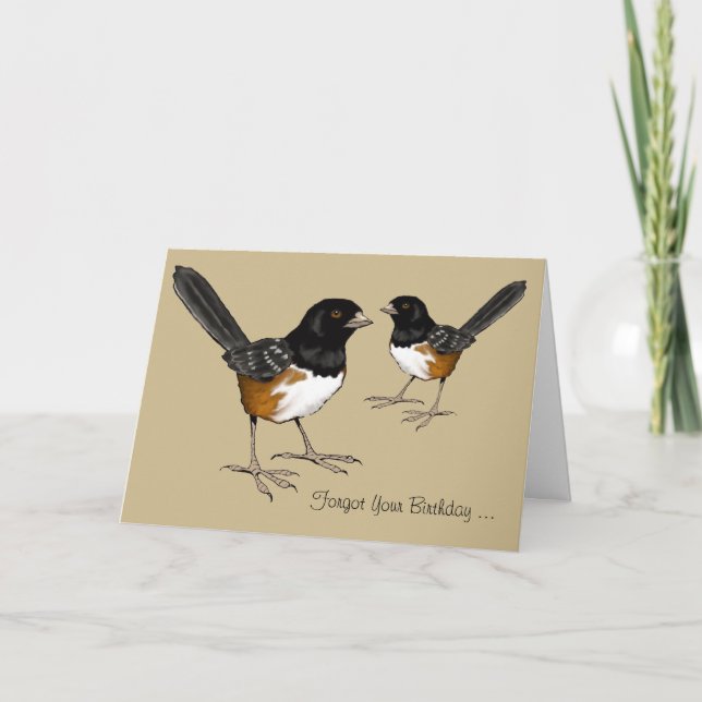 Cartão Belated Birthday, Bird Brain, Drawing of Birds (Frente)