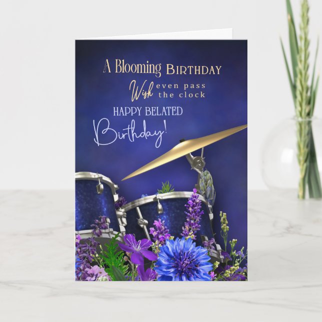 Cartão Belated Birthday Card For Drummer (Frente)