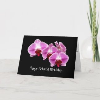 Cartão belated birthday pink orchids card