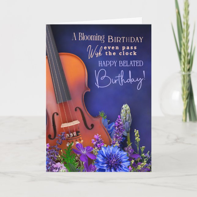 Cartão Belated Birthday Wishes For String Musician (Frente)