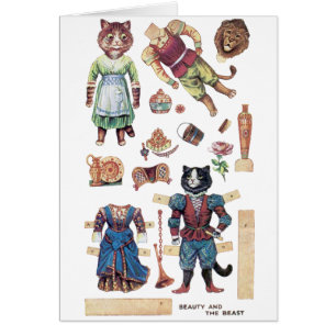 Cartão Beleza e o animal, Louis Wain