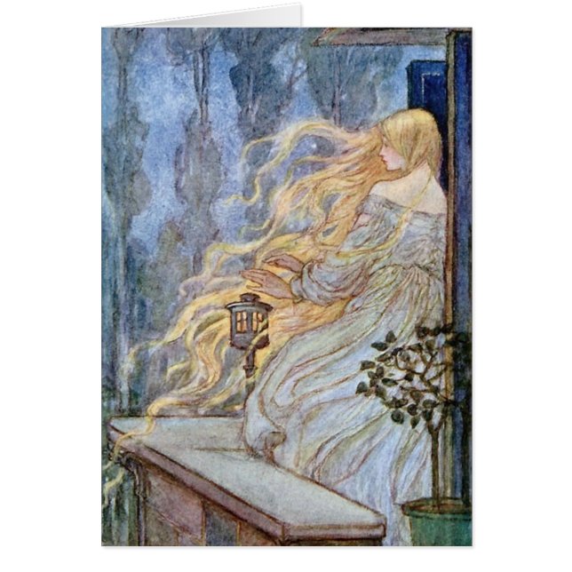 Cartão Beleza loura Rapunzel (Frente)