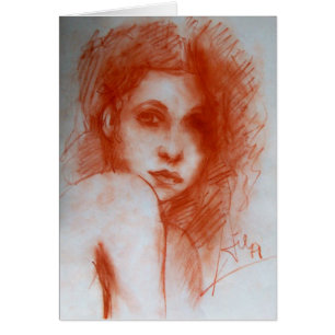 Cartão BELEZA ROMÂNTICA / Retrato feminino em Sepia Brow