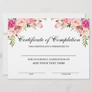 Cartão Beleza Salon Certificado de Conclusão Cor-de-Rosa