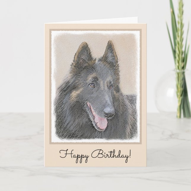 Cartão Belgian Tervuren Painting - Cute Original Dog Art (Frente)