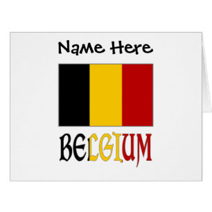 Cartão Bélgica e Bandeira belga com o seu nome