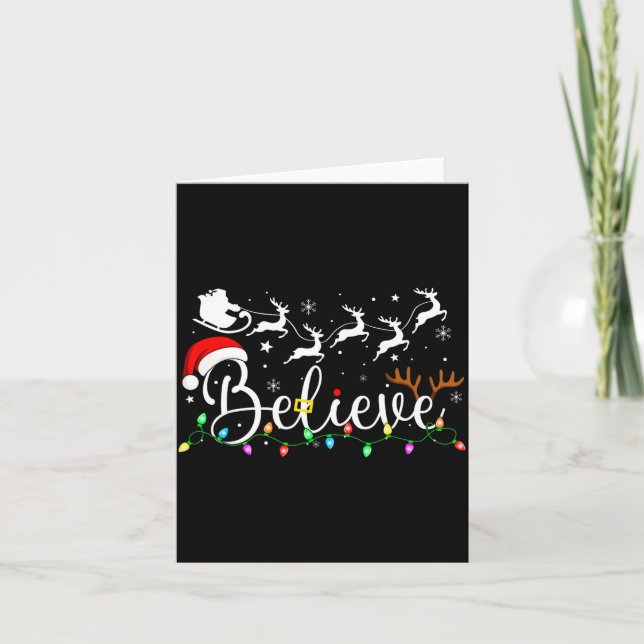 Cartão Believe Santa Claus Believe Christmas Matching Paj (Frente)