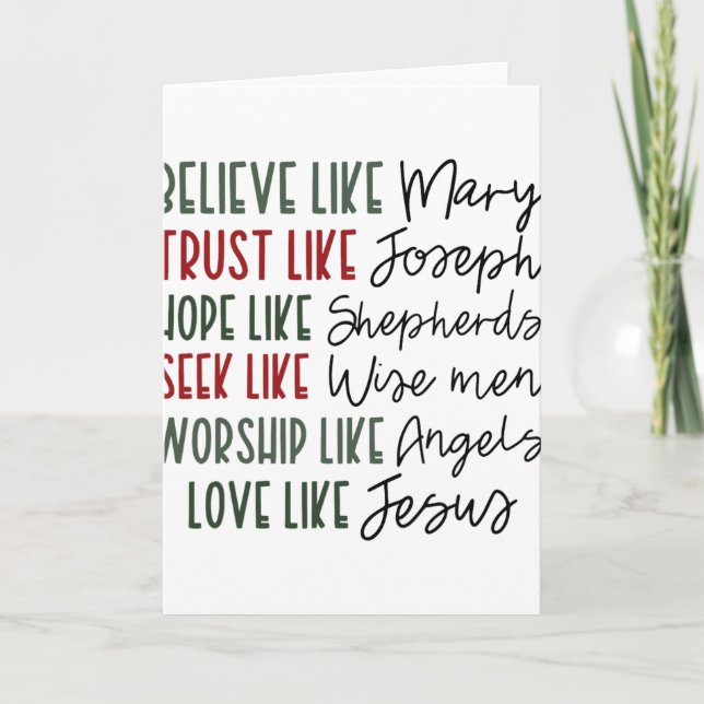 Cartão Believe Trust Hope Seek Like Shepherds Christian C (Frente)