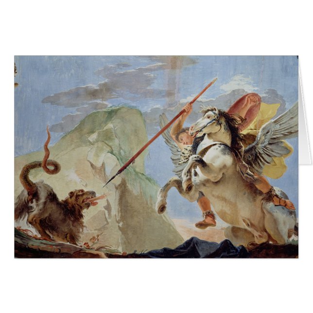 Cartão Bellerophon, Pegasus de montada, massacrando o (Frente Horizontal)