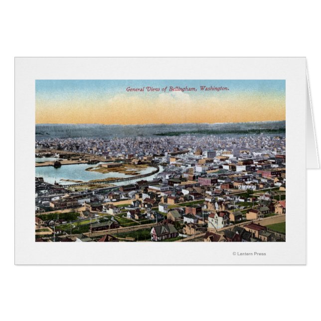 Cartão Bellingham, Washington - Aéreo da Cidade (Frente Horizontal)