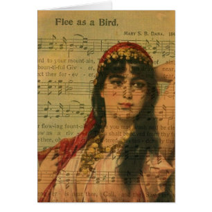 Cartão Bellydancer Collage Flee como uma Música de Pássar