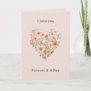 Cartão Belo Amor Floral em Coração de Pêssego