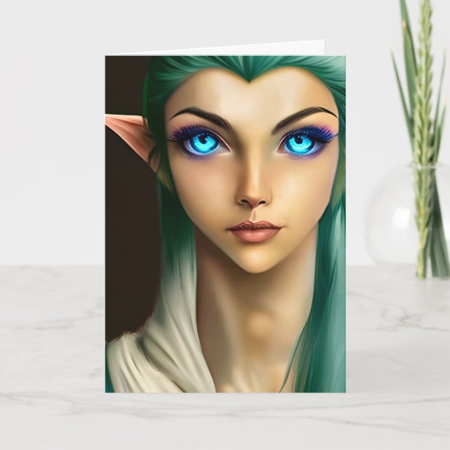 Cartão Belo Aniversário da Fada Azul (Frente)