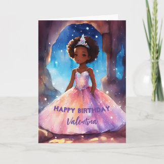 Cartão Belo aniversário da princesa de cheio de menina