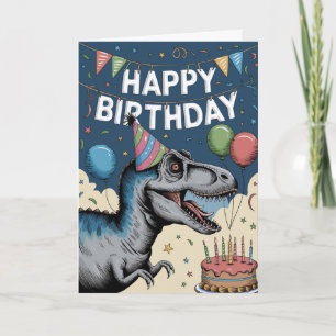 Cartão Belo aniversário do dinossauro