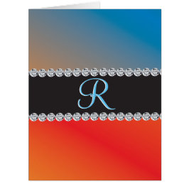 Cartão Belo Blue Orange Black Diamond 3d Monograma Inicia