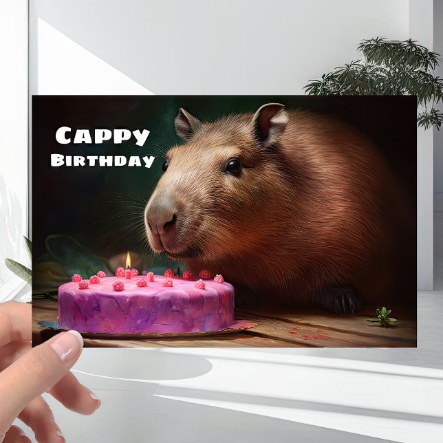 Cartão Belo Brincadeiro Capybara - Feliz Aniversário de " (Criador carregado)